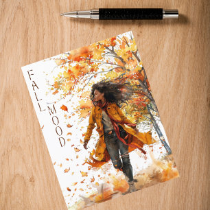 Aquarell-Fallende-Blätter-Herbststimmung Postkarte