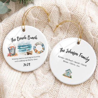 Aquarell-Familien-Strandtrip-Gruppe Keramik Ornament