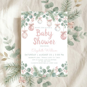 Aquarell-fancy-Blumenband rosa Babyparty Einladung