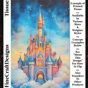 Aquarell-Fantasie-Schloss in Wolken CK1 Decoupage Seidenpapier