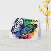 Aquarell-Farbe gespritzter Karte (Gelbe Blume)