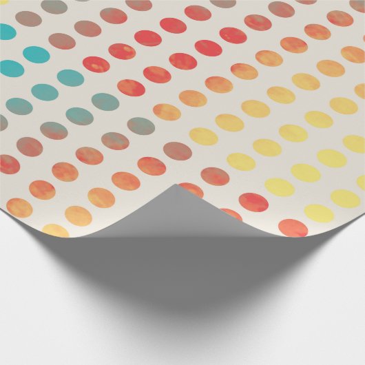 Aquarell-Farben-Tupfen-Regenbogen-Kreis-Elfenbein Geschenkpapier (Ecke)