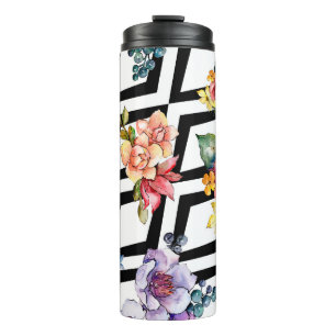 Aquarell farbenfrohes Blumenbouquet. Florale Botan Thermosbecher