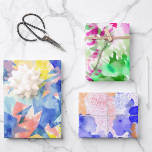 Aquarell farbig geschenkpapier set
