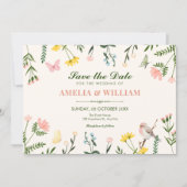 Aquarell Farbige florale Frühlingshochzeit Save The Date (Vorderseite)