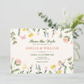 Aquarell Farbige florale Frühlingshochzeit Save The Date (Stehend Vorderseite)