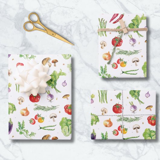 Aquarell Farbige Frische Gemüse Geschenkpapier Set