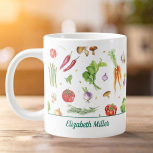 Aquarell Farbige Gemüse Personalisierter Name Jumbo-Tasse