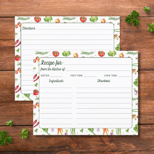 Aquarell-Farbige Gemüsterungs-Rezeptkarte