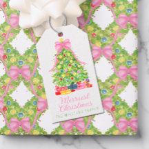 Aquarell Farbige Rosa Schleife Weihnachtsbaum