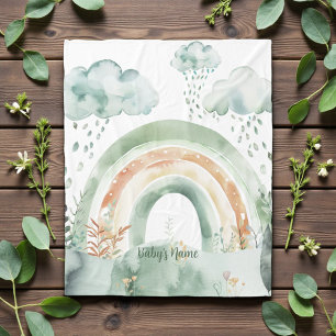 Aquarell-Farbtöne des grünen Regenbogens Fleecedecke