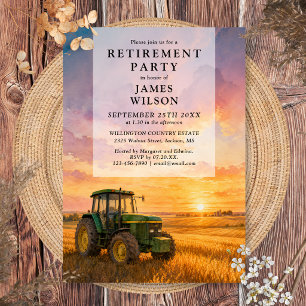 Aquarell-Farmer-Traktor-Ruhestandsparty Einladung
