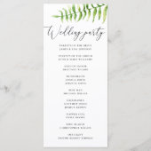 Aquarell-Farn. Wald-Botanik-Script-Hochzeit Programm (Rückseite)