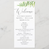 Aquarell-Farn. Wald-Botanik-Script-Hochzeit Programm (Vorderseite)