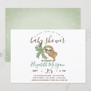 Aquarell Faultier Punkte Baby Shower Einladung