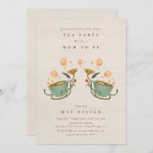 Aquarell Fecore Blumenkohl Tee Party Kinderdusche Einladung (Vorne/Hinten)