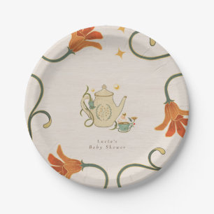 Aquarell Fecore Blumenkohl Tee Party Kinderdusche Pappteller