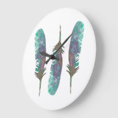 Aquarell-Feder-Acryl-Wanduhr Große Wanduhr (Winkel)