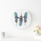 Aquarell-Feder-Acryl-Wanduhr Große Wanduhr (Zuhause)