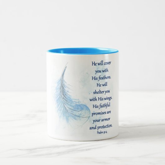Aquarell-Feder des Psalm-91 Zweifarbige Tasse (Mittel)