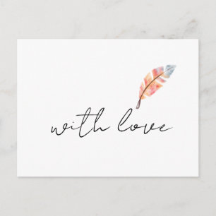Aquarell-Feder Minimalistisch mit Liebe – Sanfte K Postkarte