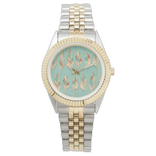 Aquarell-Feder-Muster SüdwestGeo-Schritt- Armbanduhr