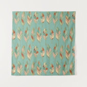 Aquarell-Feder-Muster SüdwestGeo-Schritt-| Wandteppich (Vorderseite (Horizontal))