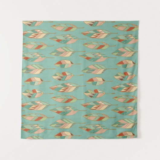 Aquarell-Feder-Muster SüdwestGeo-Schritt-| Wandteppich (Vorderseite)