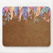 Aquarell-Federn auf Braun Mousepad (Vorne)