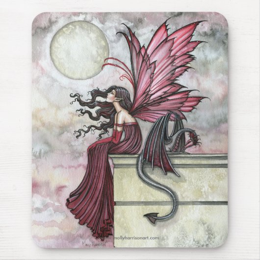Aquarell-Fee-Drache-Kunst-Mauspad Mousepad (Vorne)