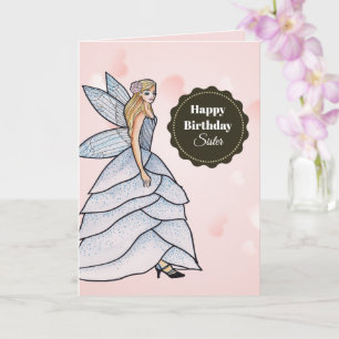 Aquarell-Fee-Prinzessin Weiße Graue Blütenblattröc Karte