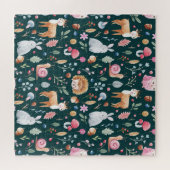 Aquarell-Feenzauberwald-Kinderpattern Puzzle (Horizontal)