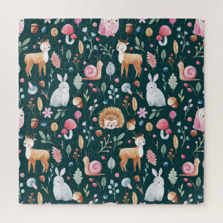 Aquarell-Feenzauberwald-Kinderpattern Puzzle
