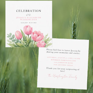 Aquarell-Feier des Lebens rosa Tulpen Quadrat