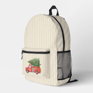 Aquarell-Feuerwehrmann-Weihnachten-Feuerwehrauto  Bedruckter Rucksack