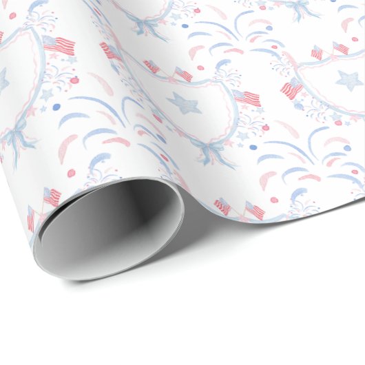 Aquarell Feuerwerk zum 4. Juli Geschenkpapier (Rolleneckpunkt)