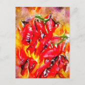 Aquarell feurig brennde Chilischoten. Chili. Postkarte (Vorderseite)