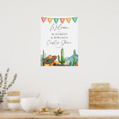 Aquarell Fiesta Paare Dusche Begrüßungszeichen Poster (Küche)