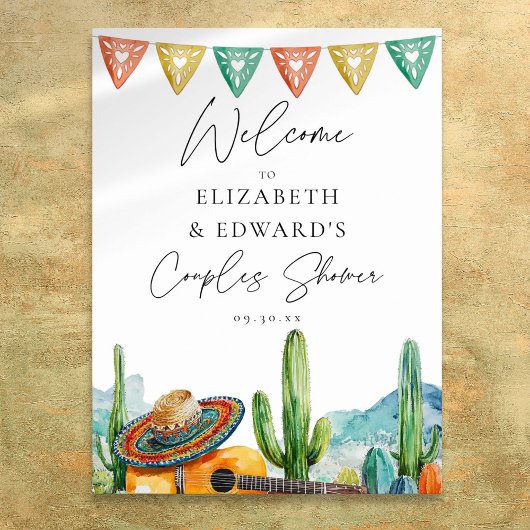 Aquarell Fiesta Paare Dusche Begrüßungszeichen Poster