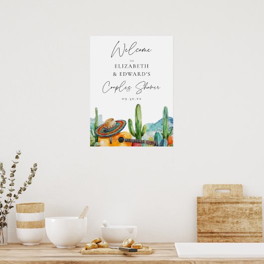Aquarell Fiesta Paare Dusche Begrüßungszeichen Poster (Küche)