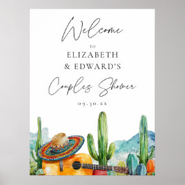 Aquarell Fiesta Paare Dusche Begrüßungszeichen Poster