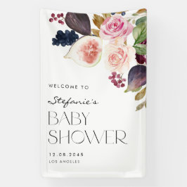Aquarell-Figuren und Babydusche der Berry Floral Banner