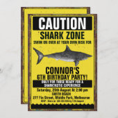 Aquarell Fin-tastic Hai Geburtstagseinladung Einladung (Vorne/Hinten)