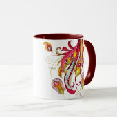 Aquarell Firebird Feathers Red Phoenix Bird Tasse (VorderseiteRechts)