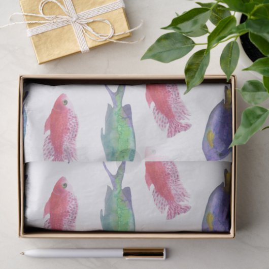 Aquarell-Fisch-Muster Seidenpapier (Geschenk)