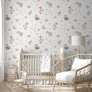 Aquarell Fische Sternzeichen Kinderzimmer Tapete