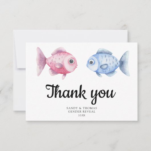 Aquarell-Fisching Geschlechterenthüllung Danke (Vorderseite)