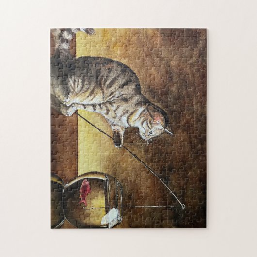 Aquarell-Fischkatze Puzzle (Vertikal)