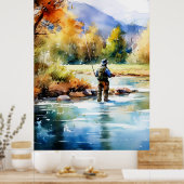 Aquarell Fishing Poster - Fischen Wand an Wand (Küche)