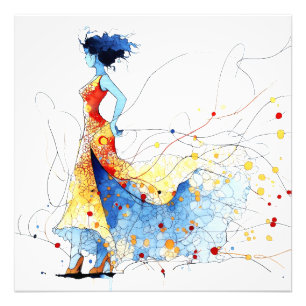 Aquarell Flamenco-Tänzerin – Freude in Bewegung #2 Fotodruck